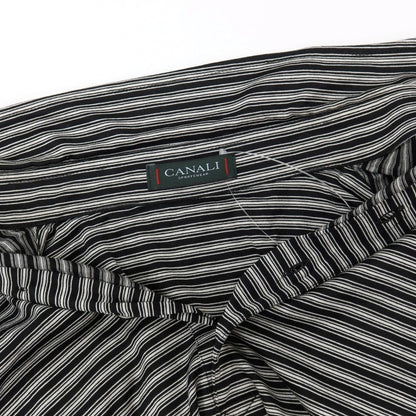 【中古】カナーリ CANALI コットン ボーダー 半袖ポロシャツ ブラックxホワイト【サイズ50】【 状態ランクB 】【 メンズ 】