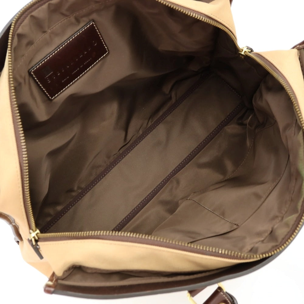 【中古】ステファノマーノ STEFANOMANO キャンバス レザー ブリーフケース ベージュxダークブラウン【 状態ランクC 】【 メンズ 】