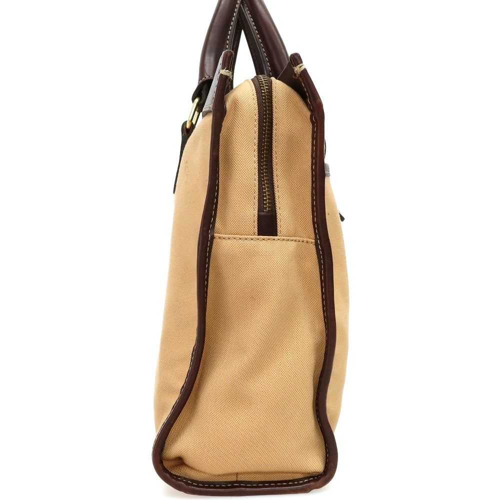 【中古】ステファノマーノ STEFANOMANO キャンバス レザー ブリーフケース ベージュxダークブラウン【 状態ランクC 】【 メンズ 】