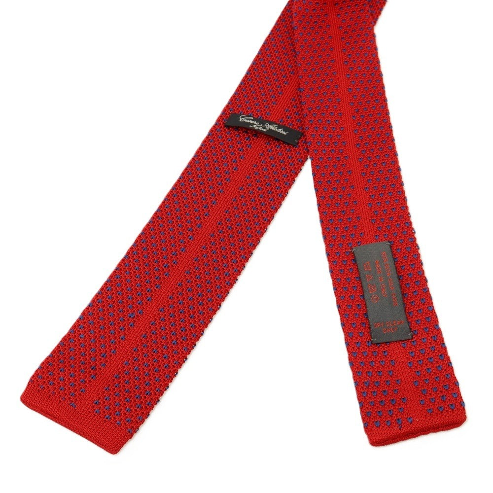 【中古】チェーザレ アットリーニ Cesare Attolini シルク ニットタイ ネクタイ レッドxブルー【 状態ランクB 】【 メンズ 】