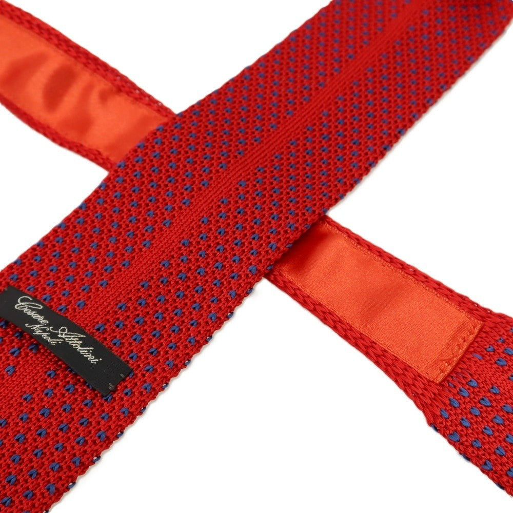 【中古】チェーザレ アットリーニ Cesare Attolini シルク ニットタイ ネクタイ レッドxブルー【 状態ランクB 】【 メンズ 】