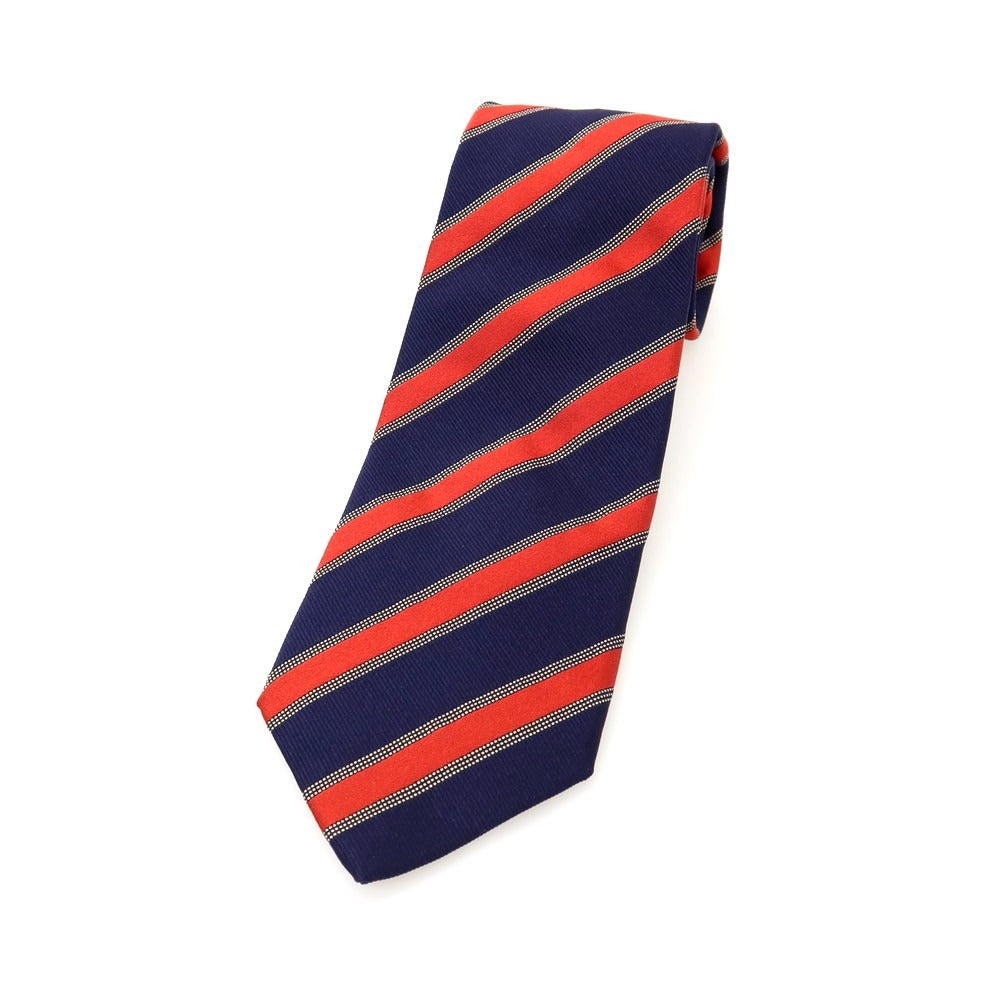 【中古】イセタンメンズ ISETAN MENS シルク ストライプ柄ネクタイ ネイビーxレッド【 状態ランクB 】【 メンズ 】