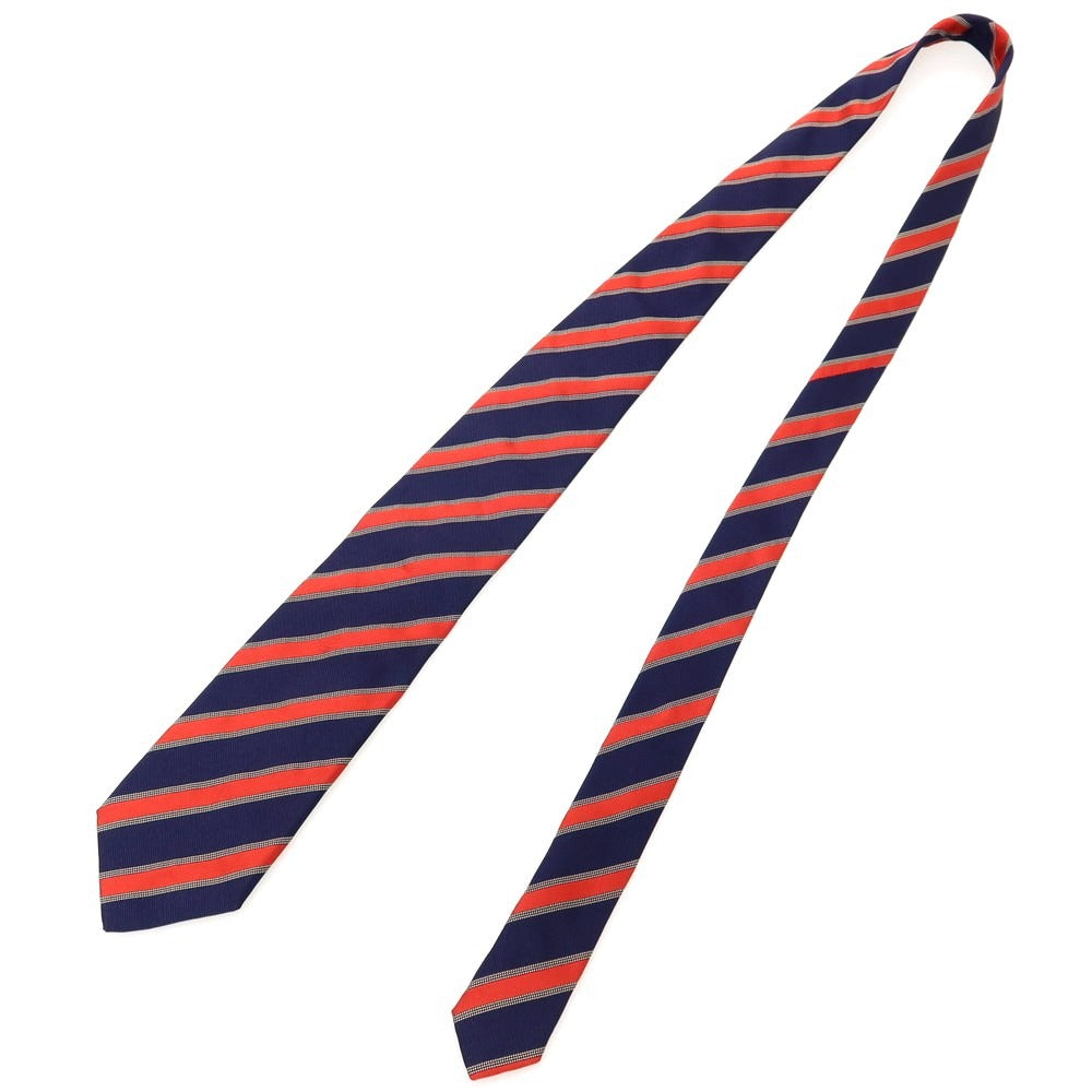 【中古】イセタンメンズ ISETAN MENS シルク ストライプ柄ネクタイ ネイビーxレッド【 状態ランクB 】【 メンズ 】
