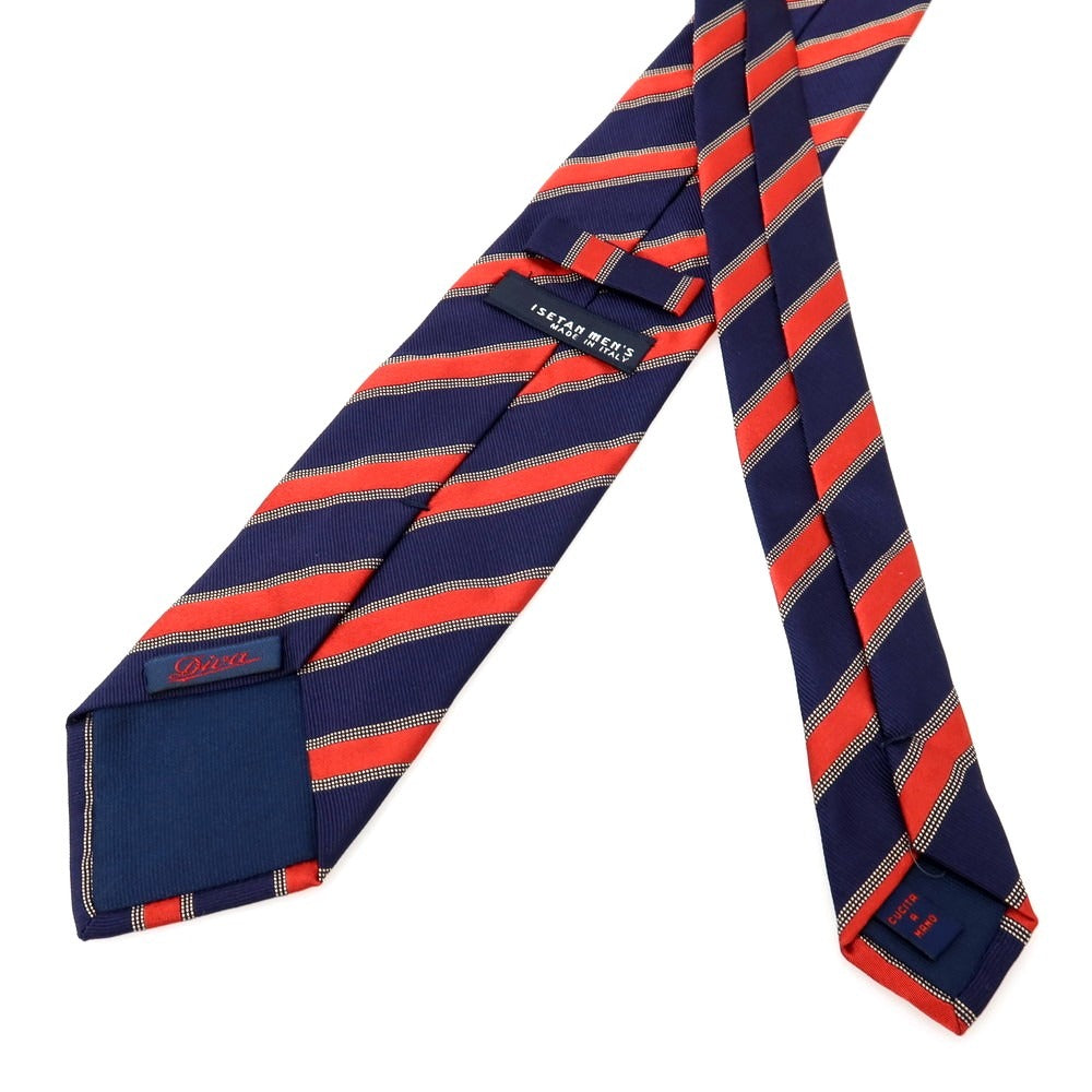 【中古】イセタンメンズ ISETAN MENS シルク ストライプ柄ネクタイ ネイビーxレッド【 状態ランクB 】【 メンズ 】