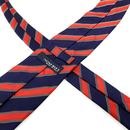 【中古】イセタンメンズ ISETAN MENS シルク ストライプ柄ネクタイ ネイビーxレッド【 状態ランクB 】【 メンズ 】