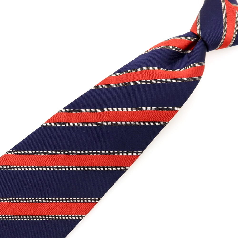 【中古】イセタンメンズ ISETAN MENS シルク ストライプ柄ネクタイ ネイビーxレッド【 状態ランクB 】【 メンズ 】