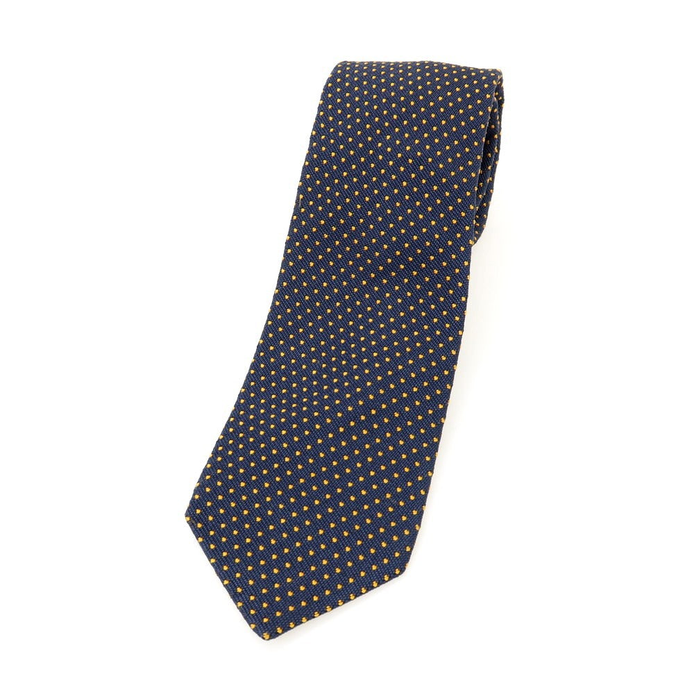 【中古】チャールズヒル Charles Hill シルク ドット柄ネクタイ ネイビーxイエロー【 状態ランクC 】【 メンズ 】