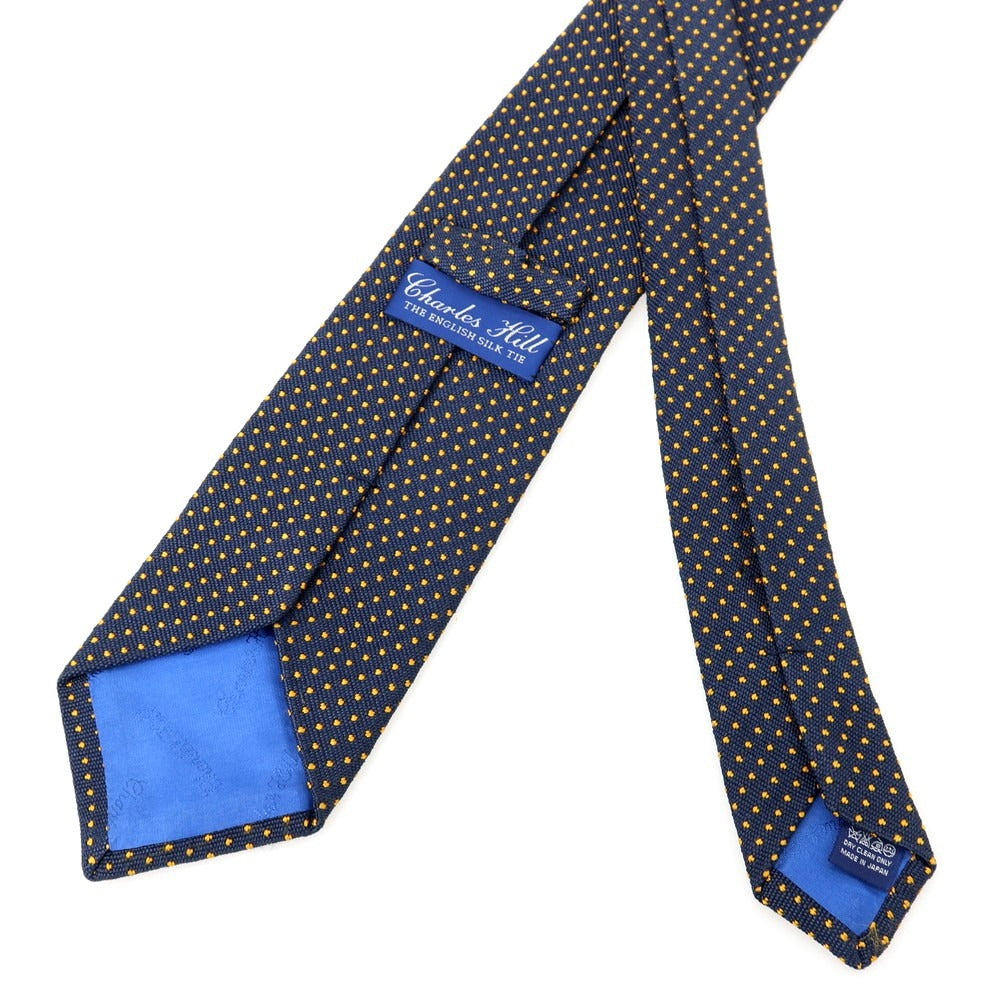 【中古】チャールズヒル Charles Hill シルク ドット柄ネクタイ ネイビーxイエロー【 状態ランクC 】【 メンズ 】