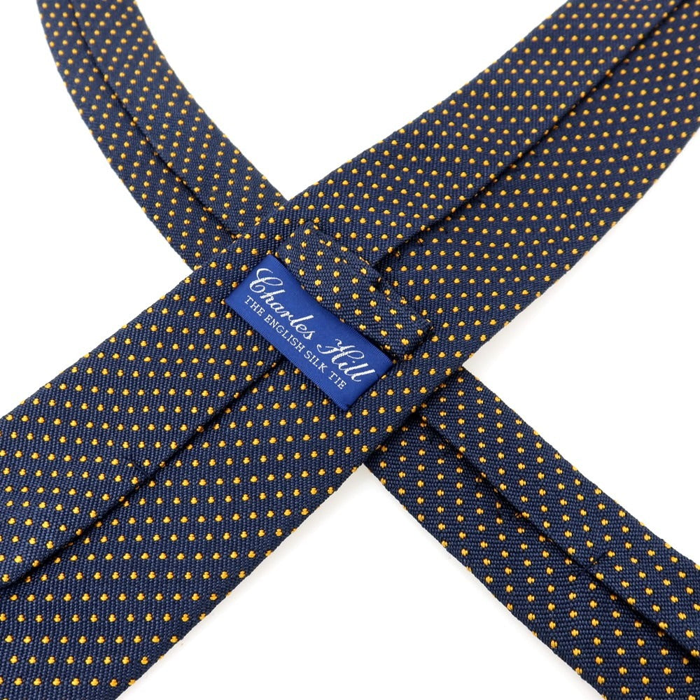 【中古】チャールズヒル Charles Hill シルク ドット柄ネクタイ ネイビーxイエロー【 状態ランクC 】【 メンズ 】