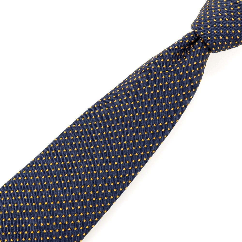 【中古】チャールズヒル Charles Hill シルク ドット柄ネクタイ ネイビーxイエロー【 状態ランクC 】【 メンズ 】