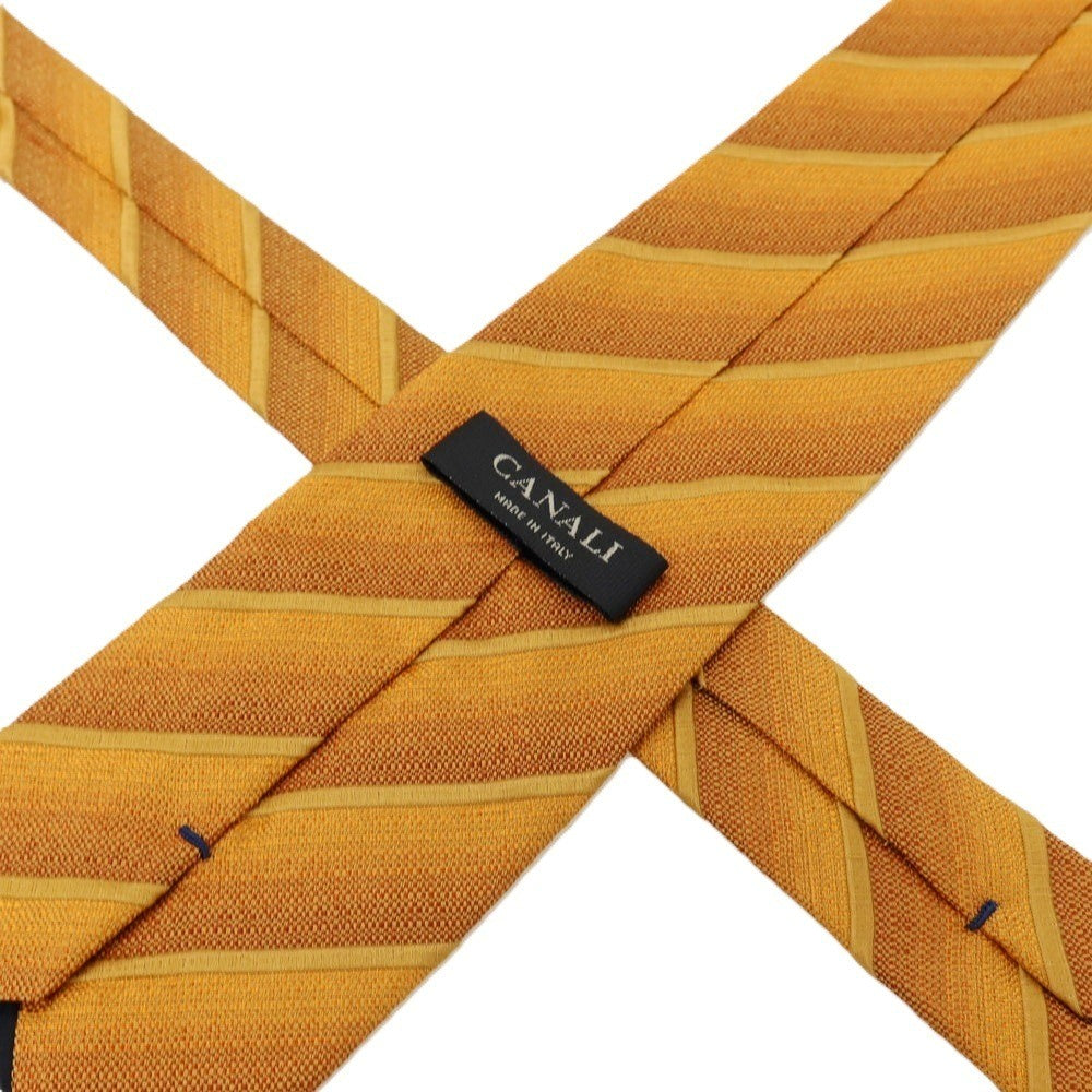 【中古】カナーリ CANALI シルクコットン ストライプ柄ネクタイ イエローゴールドxオレンジ【 状態ランクB 】【 メンズ 】