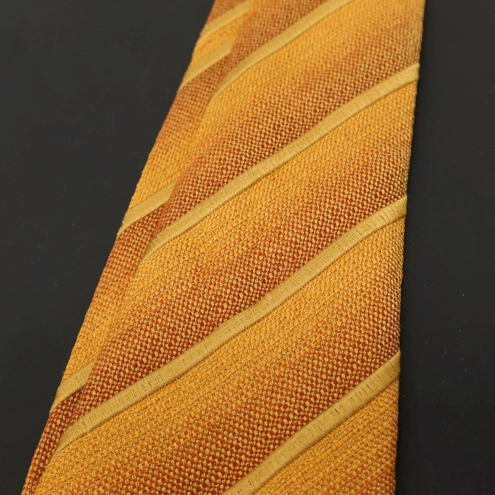 【中古】カナーリ CANALI シルクコットン ストライプ柄ネクタイ イエローゴールドxオレンジ【 状態ランクB 】【 メンズ 】