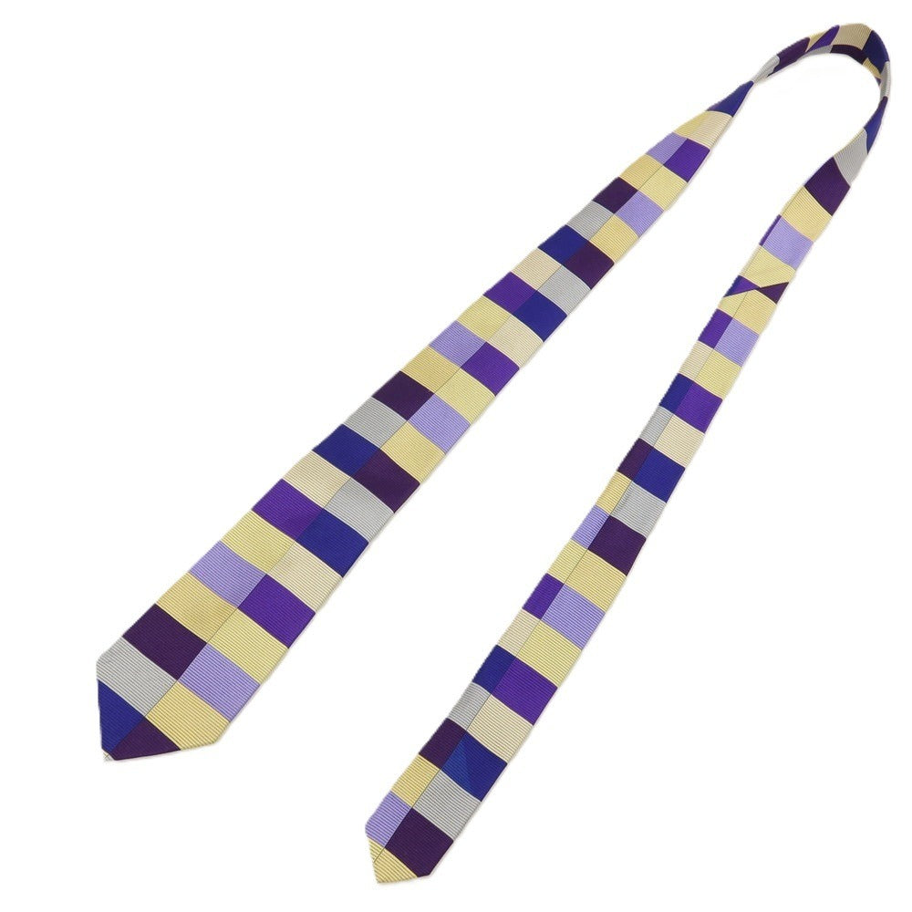 【中古】ドゥシャン DUCHAMP シルク ネクタイ パープルxイエロー【 状態ランクB 】【 メンズ 】