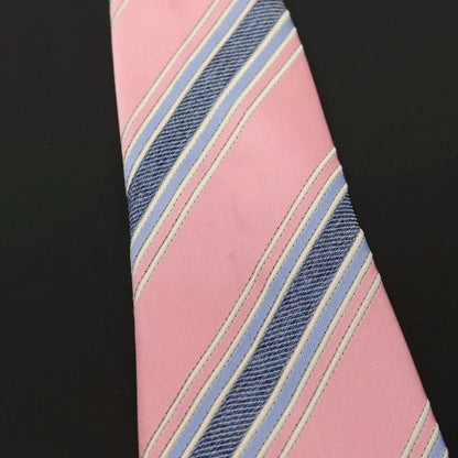 【中古】ティノコズマ TINO COSMA シルク系 ストライプ柄ネクタイ ピンクxブルー【 状態ランクB 】【 メンズ 】