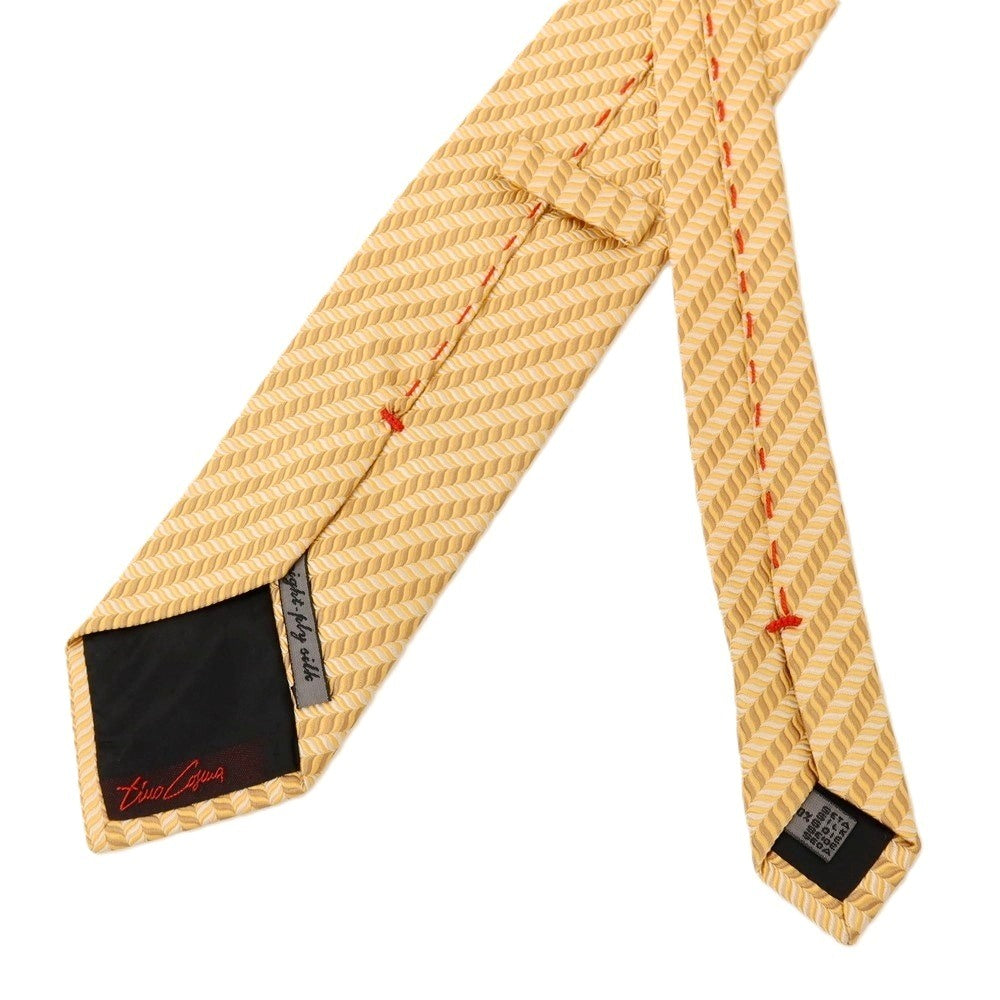 【中古】ティノコズマ TINO COSMA シルク ストライプ柄ネクタイ イエロー【 状態ランクB 】【 メンズ 】