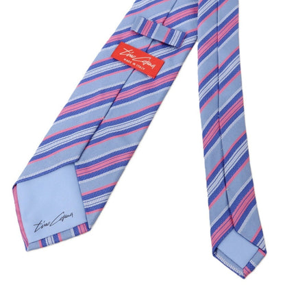 【中古】ティノコズマ TINO COSMA シルク系 ストライプ柄ネクタイ ブルーxピンク【 状態ランクB 】【 メンズ 】
