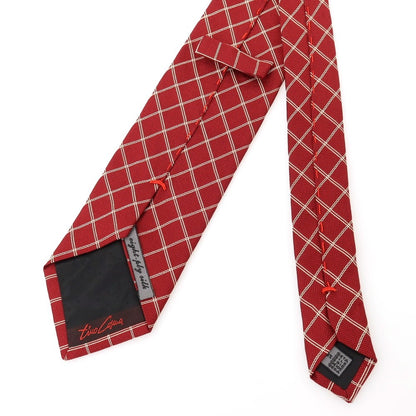 【中古】ティノコズマ TINO COSMA シルク チェック柄ネクタイ レッドxアイボリー【 状態ランクB 】【 メンズ 】