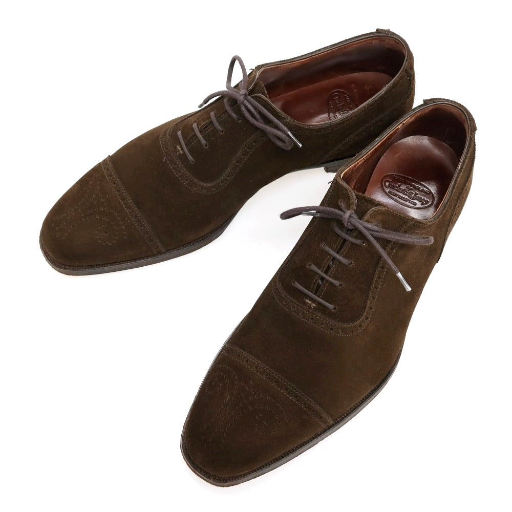 【中古】クロケットアンドジョーンズ CROCKETT&amp;JONES ハンドグレード ALBION スエード ドレスシューズ ダークブラウン【サイズ7 1/2 E】【 状態ランクC 】【 メンズ 】