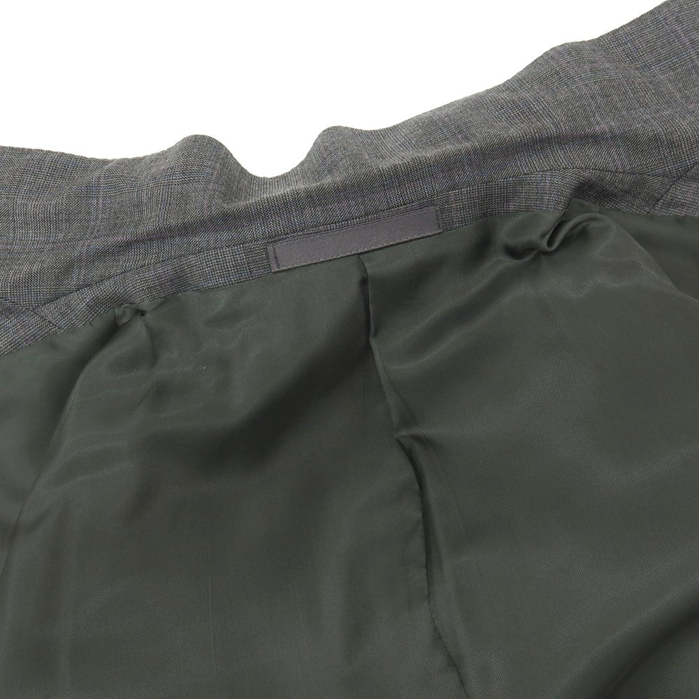 【中古】エルメネジルドゼニア Ermenegildo Zegna ウール チェック 3つボタンスーツ グレー系【サイズ52】【 状態ランクD 】【 メンズ 】