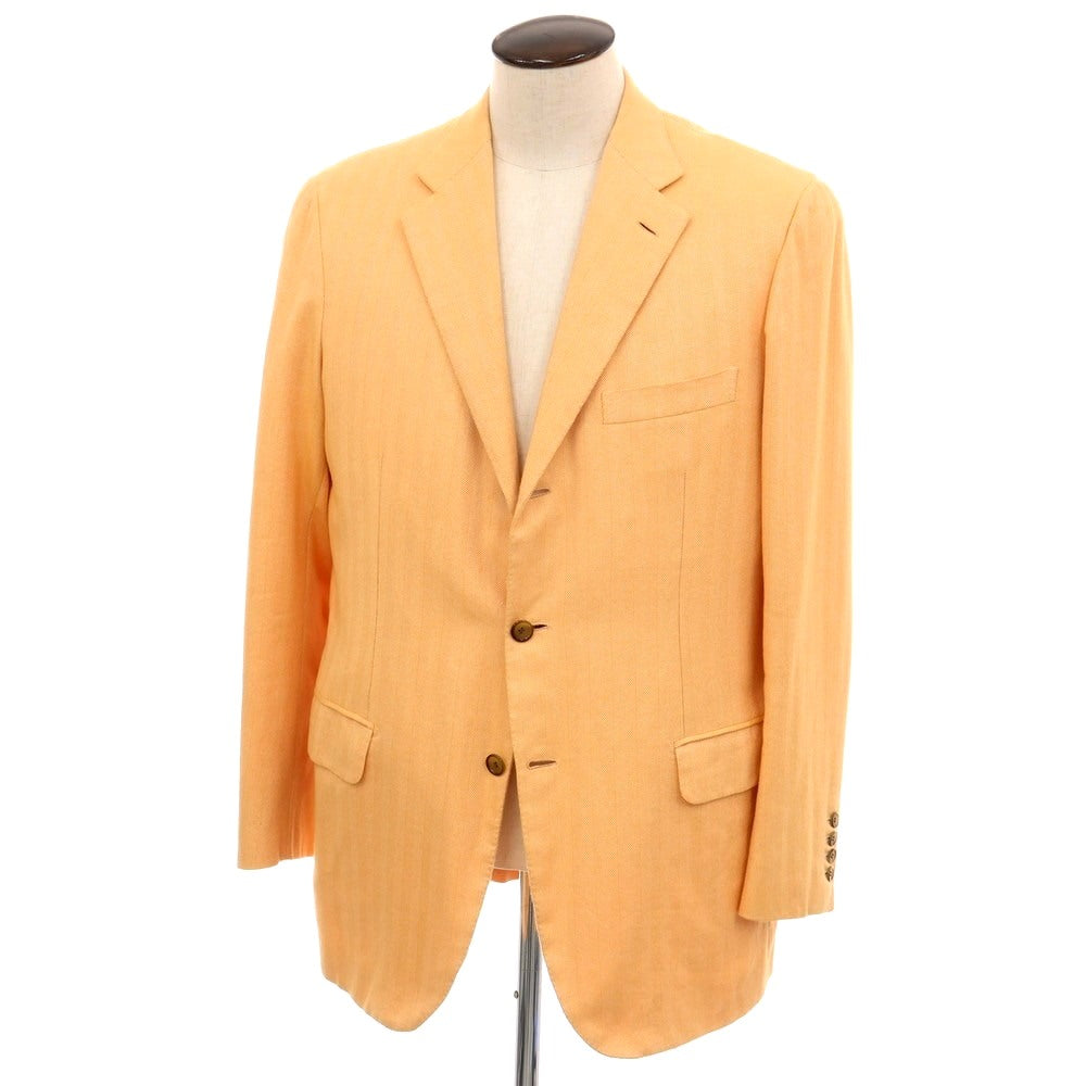 【中古】ブリオーニ Brioni コットン ヘリンボーン 3B テーラードジャケット オレンジ【サイズ50】【 状態ランクB 】【 メンズ 】