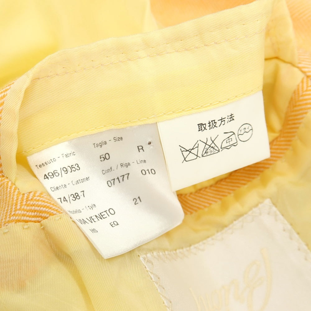 【中古】ブリオーニ Brioni コットン ヘリンボーン 3B テーラードジャケット オレンジ【サイズ50】【 状態ランクB 】【 メンズ 】