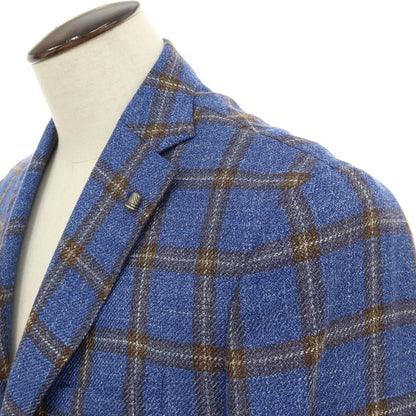 【中古】サルトリア ラトーレ SARTORIA LATORRE NIZZA ウールシルクリネン チェック 3B テーラードジャケット ブルーxブラウン【サイズ54】【 状態ランクB 】【 メンズ 】