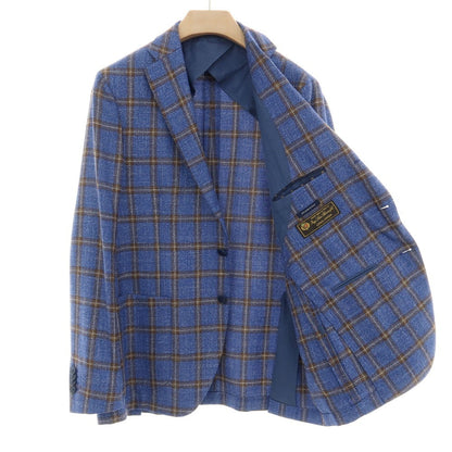 【中古】サルトリア ラトーレ SARTORIA LATORRE NIZZA ウールシルクリネン チェック 3B テーラードジャケット ブルーxブラウン【サイズ54】【 状態ランクB 】【 メンズ 】