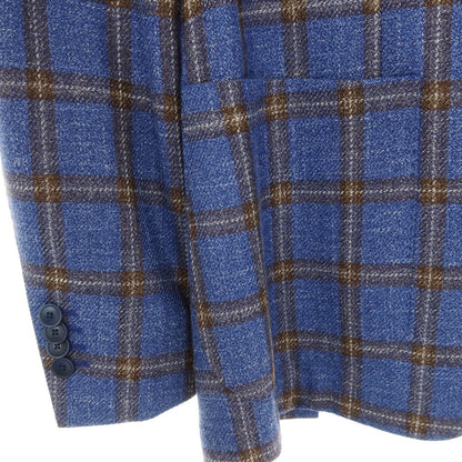 【中古】サルトリア ラトーレ SARTORIA LATORRE NIZZA ウールシルクリネン チェック 3B テーラードジャケット ブルーxブラウン【サイズ54】【 状態ランクB 】【 メンズ 】