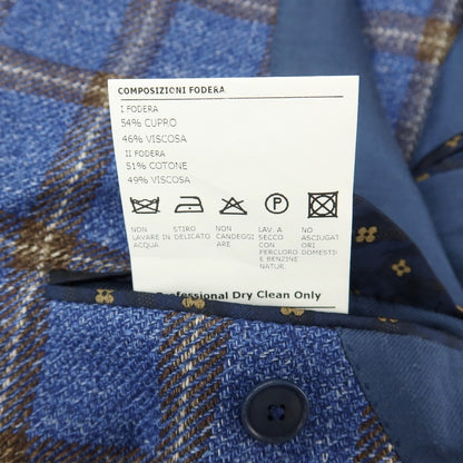 【中古】サルトリア ラトーレ SARTORIA LATORRE NIZZA ウールシルクリネン チェック 3B テーラードジャケット ブルーxブラウン【サイズ54】【 状態ランクB 】【 メンズ 】