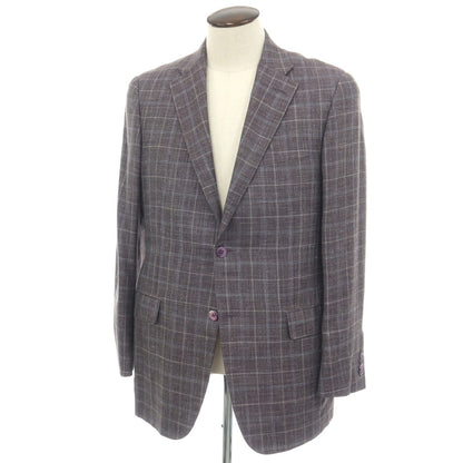 【中古】ヒッキーフリーマン HICKEY FREEMAN Beacon ウーステッドウールシルクリネン チェック 2B テーラードジャケット パープル系【サイズ40】【 状態ランクB 】【 メンズ 】