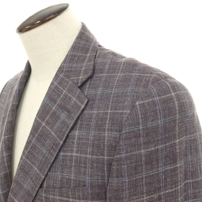 【中古】ヒッキーフリーマン HICKEY FREEMAN Beacon ウーステッドウールシルクリネン チェック 2B テーラードジャケット パープル系【サイズ40】【 状態ランクB 】【 メンズ 】