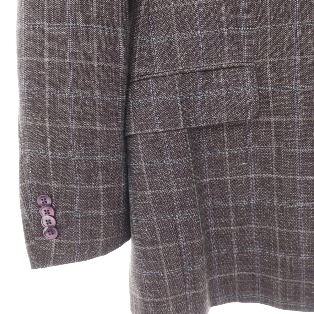 【中古】ヒッキーフリーマン HICKEY FREEMAN Beacon ウーステッドウールシルクリネン チェック 2B テーラードジャケット パープル系【サイズ40】【 状態ランクB 】【 メンズ 】