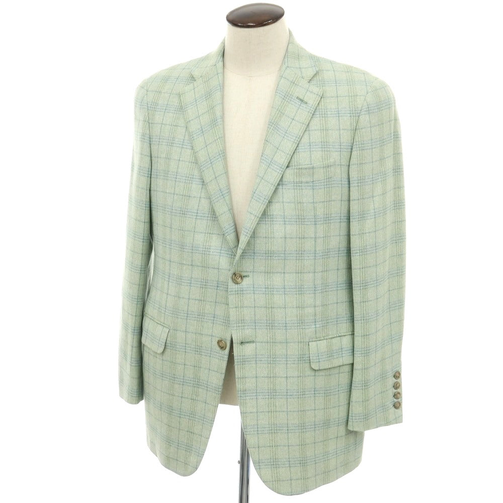 【中古】ヒッキーフリーマン HICKEY FREEMAN Beacon ウーステッドウールシルクリネン チェック 2B テーラードジャケット ライトグリーン【サイズ40】【 状態ランクA 】【 メンズ 】