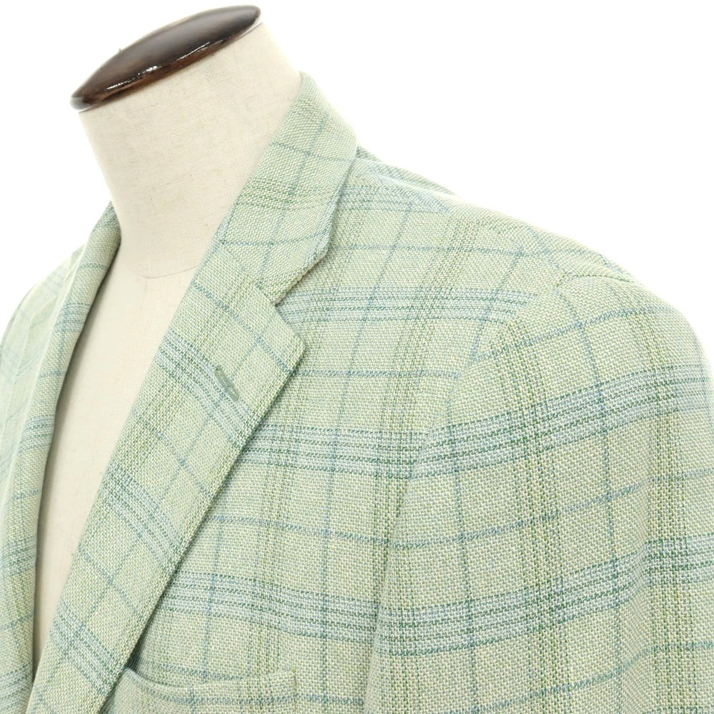 【中古】ヒッキーフリーマン HICKEY FREEMAN Beacon ウーステッドウールシルクリネン チェック 2B テーラードジャケット ライトグリーン【サイズ40】【 状態ランクA 】【 メンズ 】