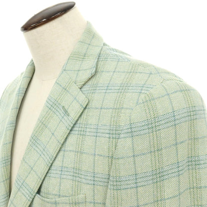 【中古】ヒッキーフリーマン HICKEY FREEMAN Beacon ウーステッドウールシルクリネン チェック 2B テーラードジャケット ライトグリーン【サイズ40】【 状態ランクA 】【 メンズ 】