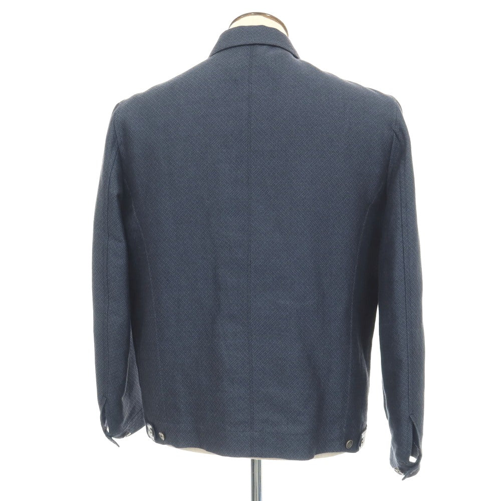 【中古】ランバンコレクション LANVIN COLLECTION リネンコットン スイングトップ ネイビー【サイズ52】【 状態ランクB 】【 メンズ 】