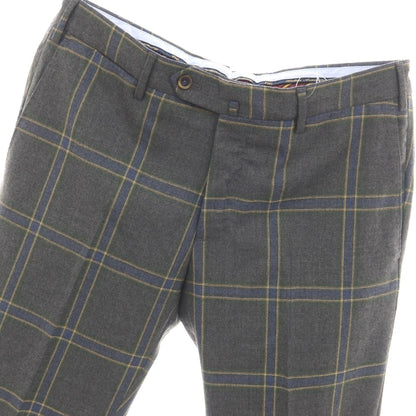 【中古】【未使用】ピーティーゼロウーノ PT01 Welton Academy ウールポリウレタン チェック ドレススラックスパンツ グレーxブルー×グリーン【サイズ52】【 状態ランクS 】【 メンズ 】