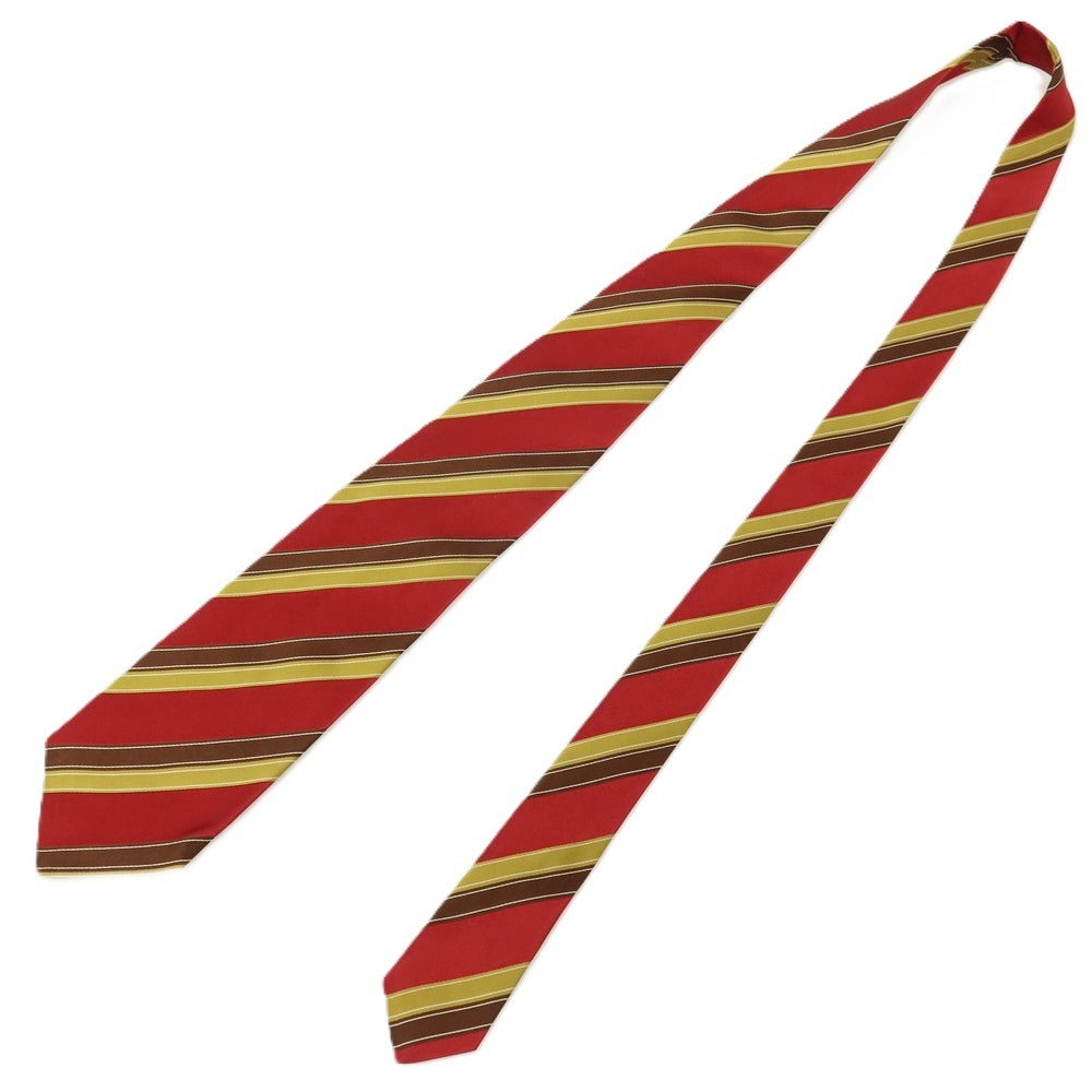 【中古】キートン Kiton シルク ストライプ柄ネクタイ レッドxブラウン【 状態ランクA 】【 メンズ 】