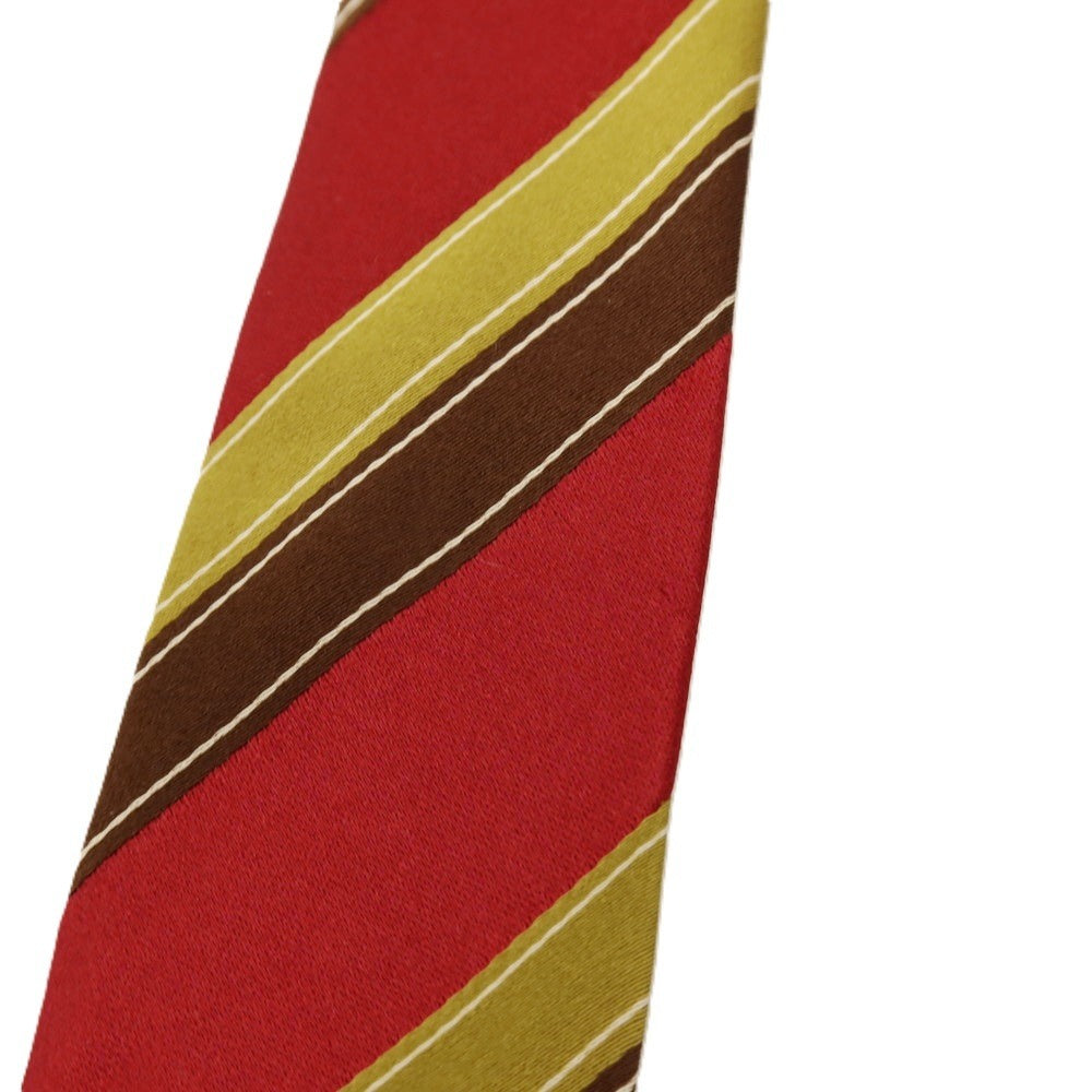 【中古】キートン Kiton シルク ストライプ柄ネクタイ レッドxブラウン【 状態ランクA 】【 メンズ 】