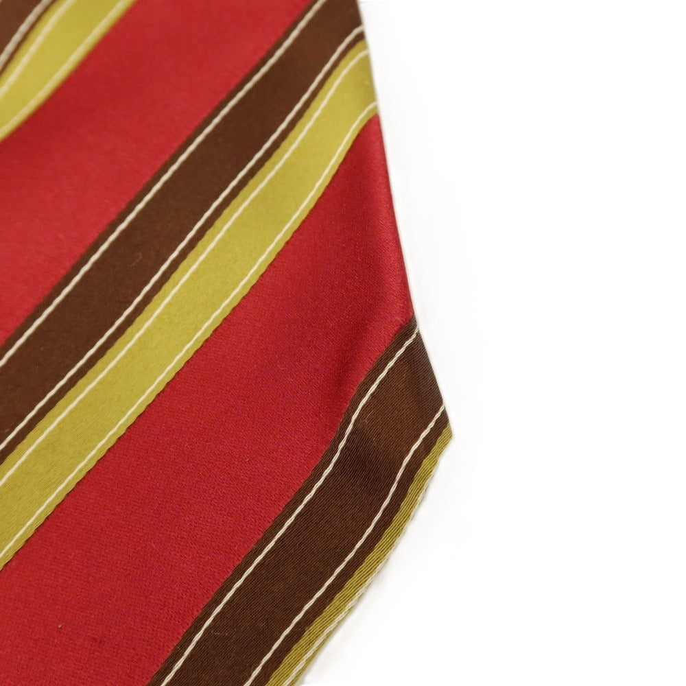 【中古】キートン Kiton シルク ストライプ柄ネクタイ レッドxブラウン【 状態ランクA 】【 メンズ 】