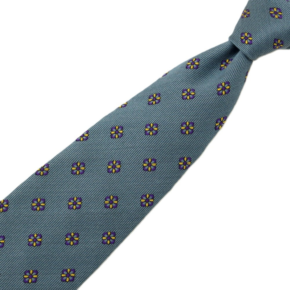 【中古】リベラーノ&amp;リベラーノ LIVERANO&amp;LIVERANO シルク 小紋柄ネクタイ グレイッシュブルーxパープル【 状態ランクA 】【 メンズ 】