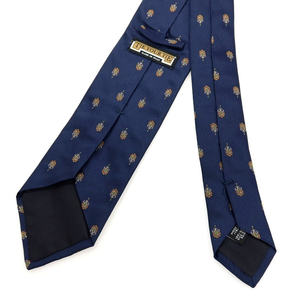 【中古】タイユアタイ TIE YOUR TIE シルク 小紋柄ネクタイ ネイビー【 状態ランクC 】【 メンズ 】