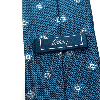 【中古】ブリオーニ Brioni シルク 小紋柄ネクタイ ターコイズ系【 状態ランクA 】【 メンズ 】