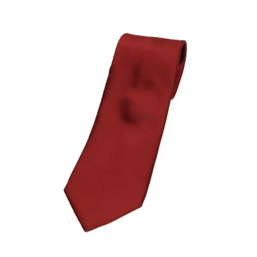 【中古】ランバン LANVIN シルク 無地ネクタイ ダークレッド【 状態ランクA 】【 メンズ 】