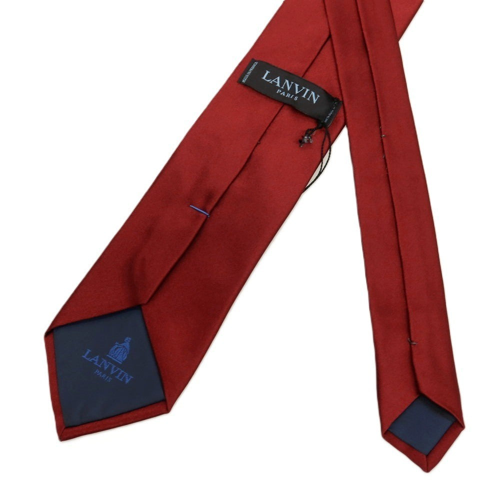 【中古】ランバン LANVIN シルク 無地ネクタイ ダークレッド【 状態ランクA 】【 メンズ 】