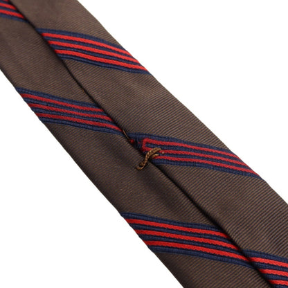 【中古】バルバ BARBA シルク ストライプ柄ネクタイ ダークブラウンxレッド【 状態ランクB 】【 メンズ 】