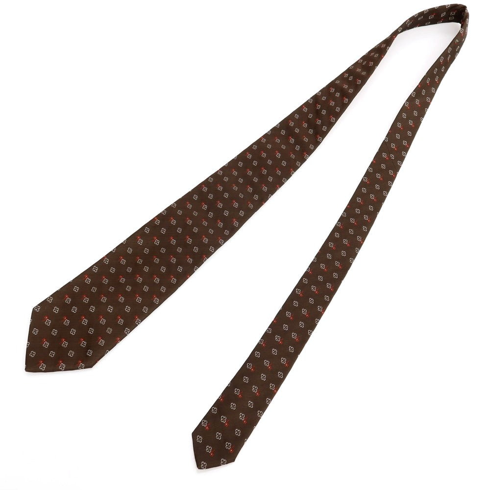 【中古】チェスターバリー Chester Barrie シルク 花小紋柄ネクタイ ブラウン【 状態ランクA 】【 メンズ 】