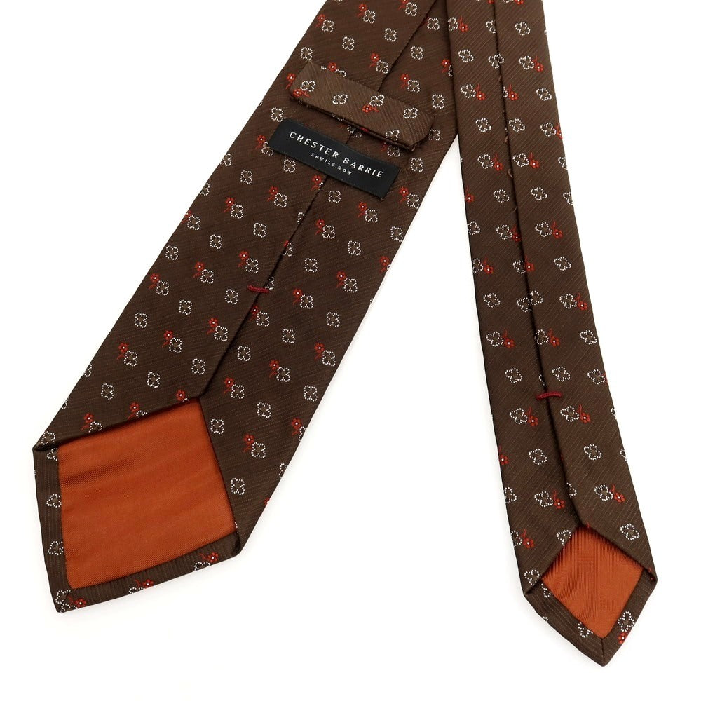 【中古】チェスターバリー Chester Barrie シルク 花小紋柄ネクタイ ブラウン【 状態ランクA 】【 メンズ 】