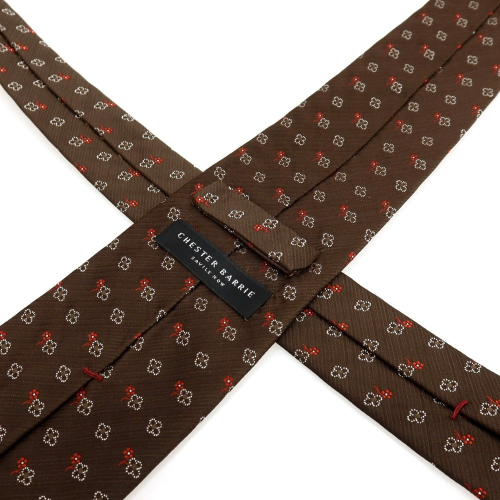 【中古】チェスターバリー Chester Barrie シルク 花小紋柄ネクタイ ブラウン【 状態ランクA 】【 メンズ 】