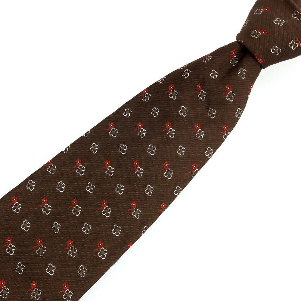【中古】チェスターバリー Chester Barrie シルク 花小紋柄ネクタイ ブラウン【 状態ランクA 】【 メンズ 】